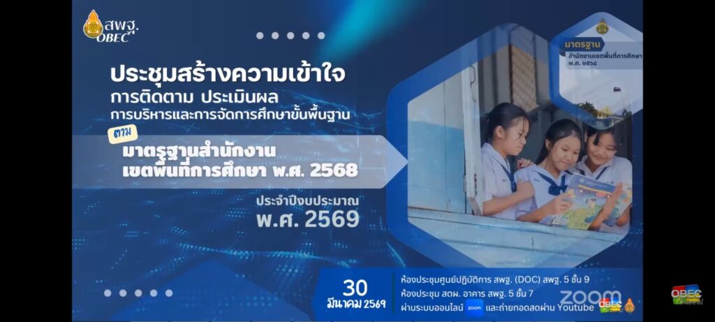 สพป.บุรีรัมย์ เขต 4 ประชุมสร้างความเข้าใจการติดตามประเมินผล การบริหารการจัดการศึกษาขั้นพื้นฐานตามมาตรฐานสำนักงานเขตพื้นที่การศึกษาพ.ศ.2568 ประจำปีงบประมาณ พ.ศ.2569